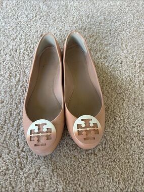 Tory Burch Leather Logo Ballet Flats